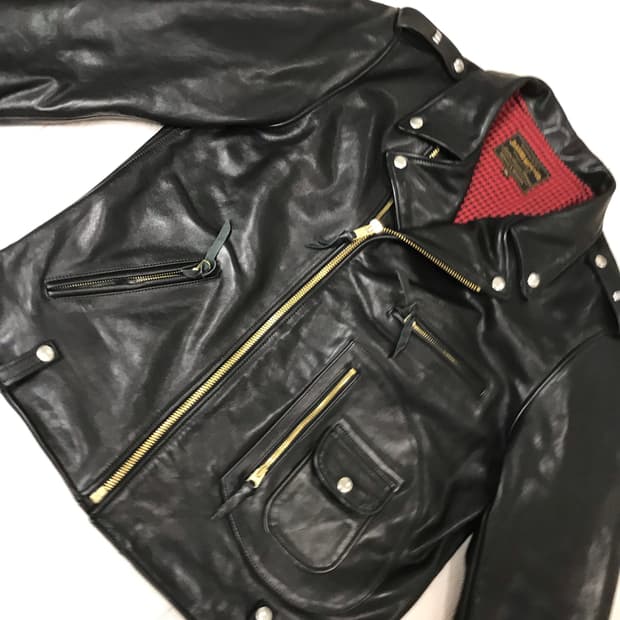 Jiash J24 D포켓 소가죽 카우하이드 더블 라이더 블랙 가죽 재킷