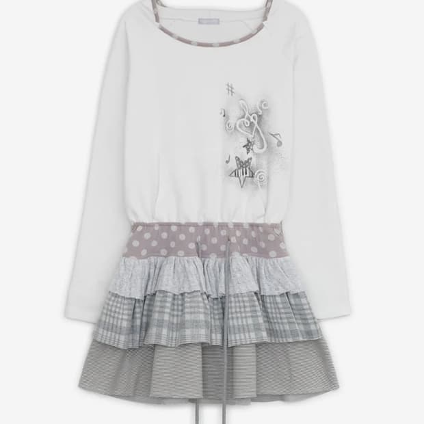 허그유어스킨 캉캉 레이어드 후드 드레스 (아이보리)