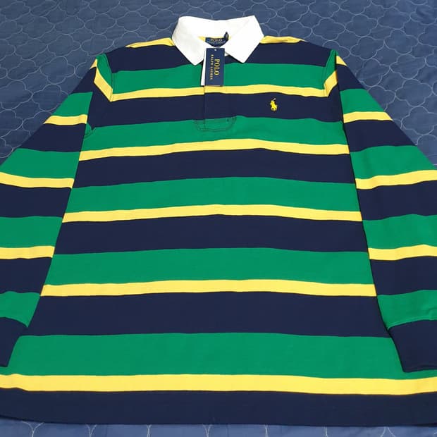 (새상품) 폴로랄프로렌 클래식핏 스트라이프 피오 럭비티 그린 (XL)