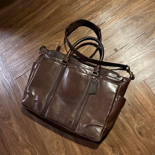 COACH brown leather brief bag