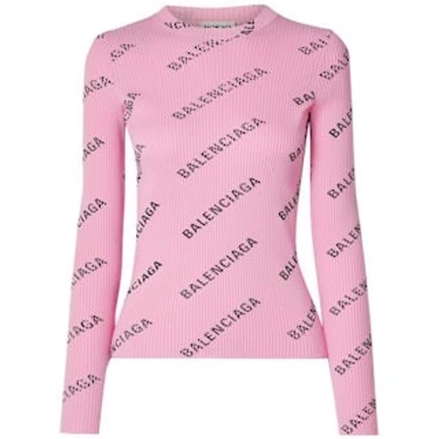 발렌시아가) 로고 골지 니트 티셔츠