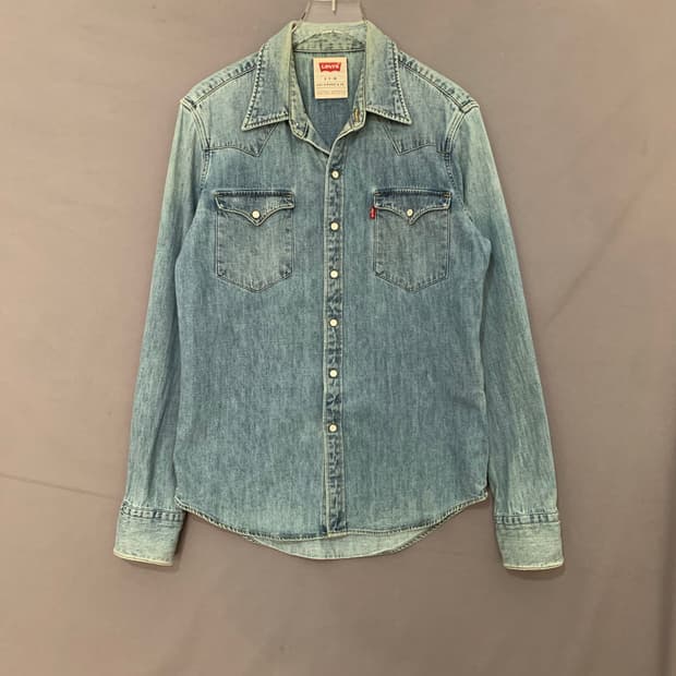 S 리바이스 중청 워싱 웨스턴 데님 셔츠 청남방