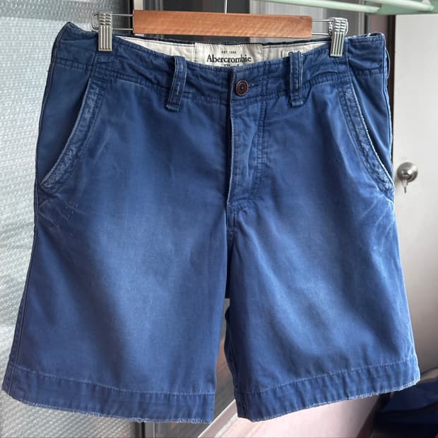 아베크롬비앤피치 워시드 블루 빈티지 코튼 치노 쇼츠