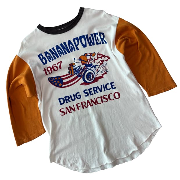 바나나파워 샌프란시스코 빈티지 래글런 티셔츠