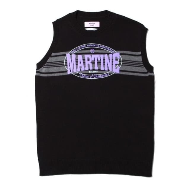 마틴로즈 TEXAN 로고 베스트  블랙/퍼플 L