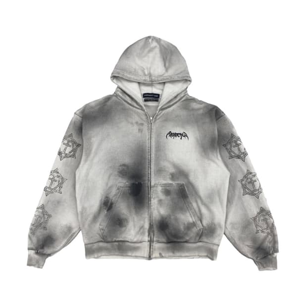 PROJECT G/R 퓨리어스 로고 아플리케 집 후드 집업 그레이