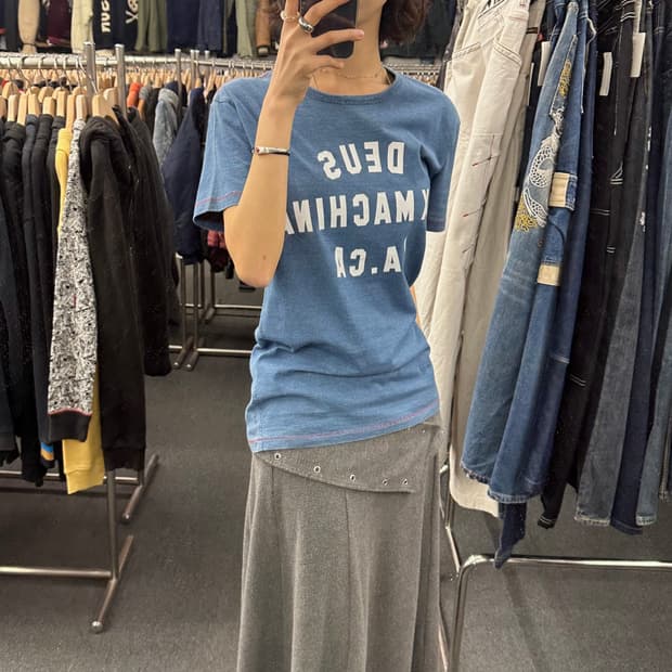 S) 데우스 엑스마키나 빈티지 프린팅 반팔 티셔츠