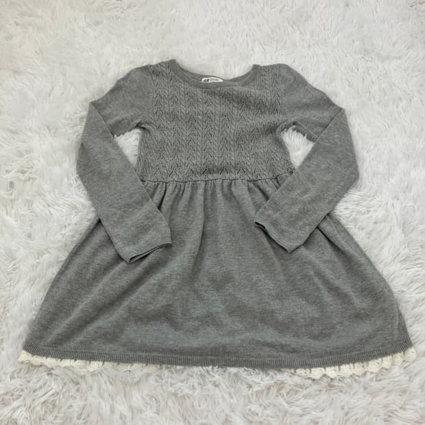 빈티지 그레이 레이스 니트 원피스 y2k 스트릿 갸루 펑키 일본빈티지