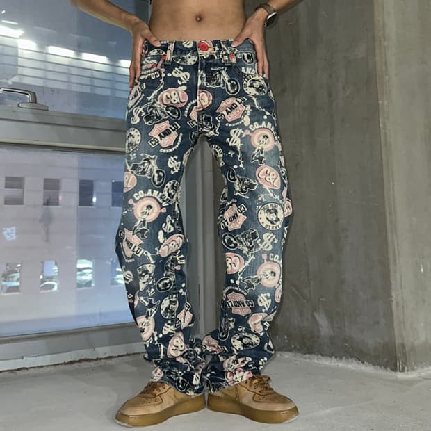 co&lu graphics denim pants