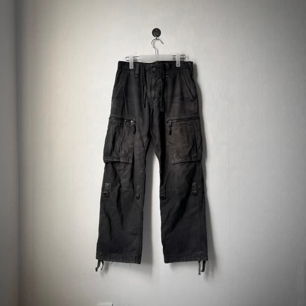 펑크 00's y2k 락시크 갸루 워싱 데미지 포켓 벌룬 카고팬츠