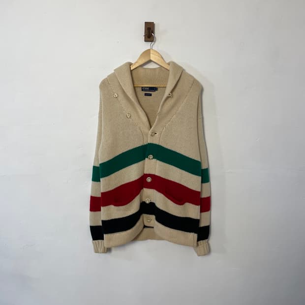 폴로 숄카라 가디건 