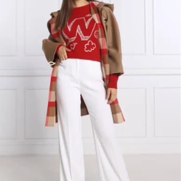 위켄드 막스마라 알파카 울 라운드 니트 여성 S 레드 사랑봉봉