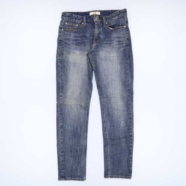 [M32] 플랙 워싱 데님팬츠 일자 청바지  0119H2