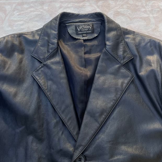 90s 빅토리 블랙 레더블레이져 japan 