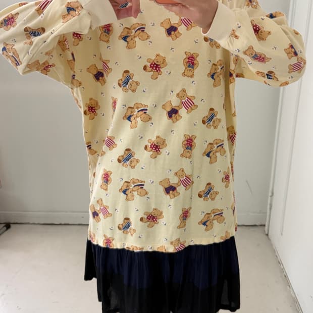 일본빈티지 엘로우 베어 롱슬리브