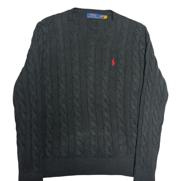[정품] 폴로 랄프로렌 블랙 케이블 꽈배기 니트 S