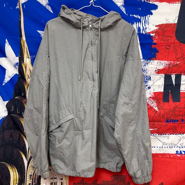s급 빈티지 메탈그레이 나일론 오버핏아노락바람막이L100