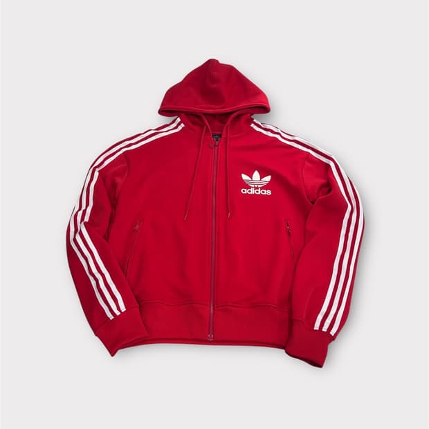 [M] 아디다스 올드스쿨 빨흰 후드 져지 집업 남성 M사이즈