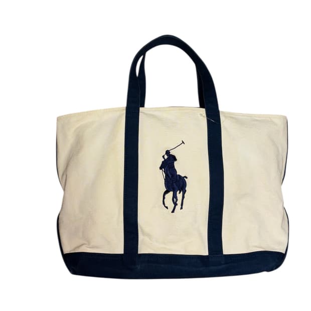 폴로 랄프로렌 아이보리 캔버스 토트백