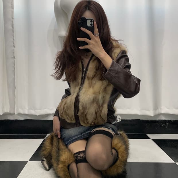 🎸브라운 퍼 레더 자켓🎸