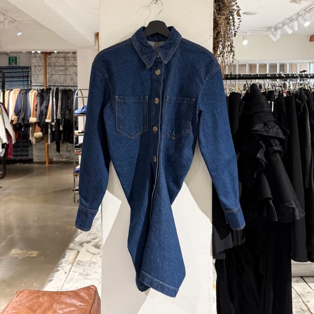 나누슈카 중청 데님 투 포켓 셔츠 원피스