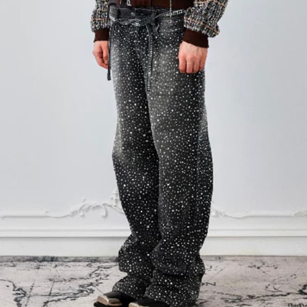 birthofroyalchild 벌쓰오브로열차일드 라인스톤 데님팬츠 M