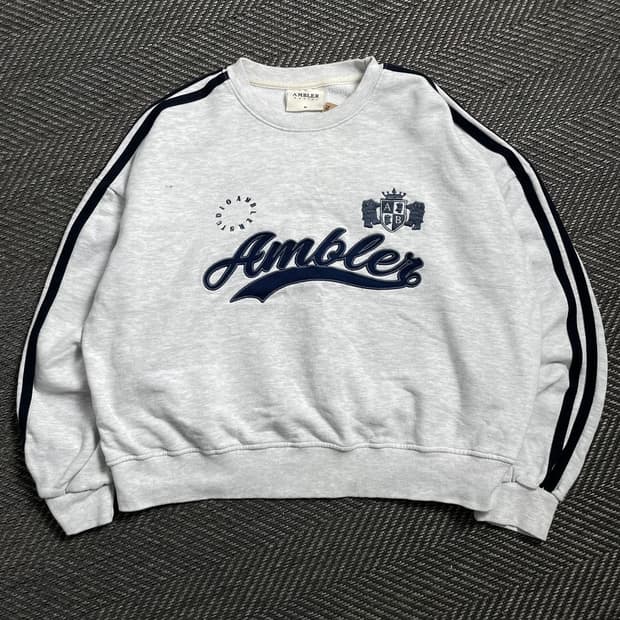 엠블러 빅로고 크롭 스웻 맨투맨 그레이o 4528