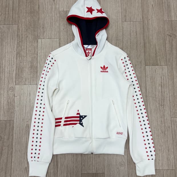 아디다스 USA 성조기 후드집업 화이트