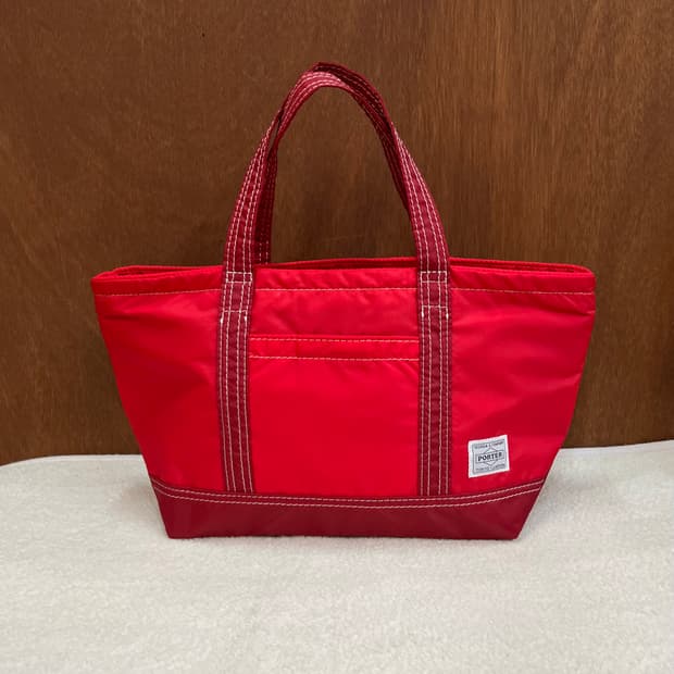 포터 화이트 스티치 토트백 레드