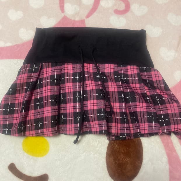 핑크 체크 스커트