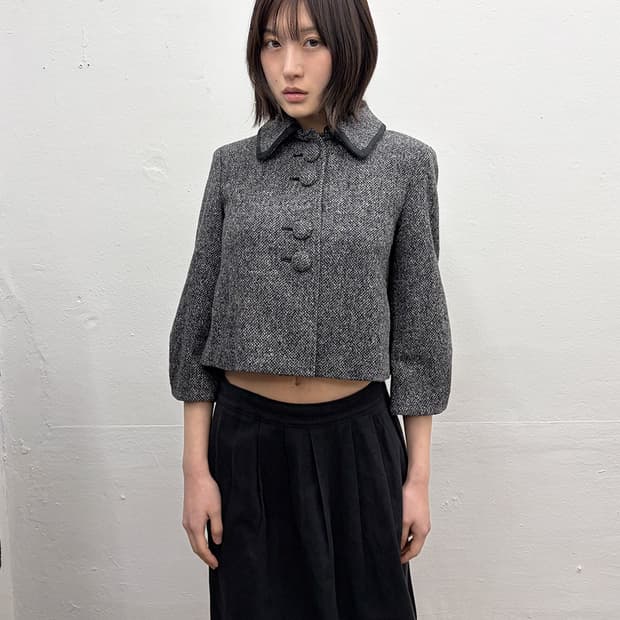 빈티지 트위드 크롭 자켓