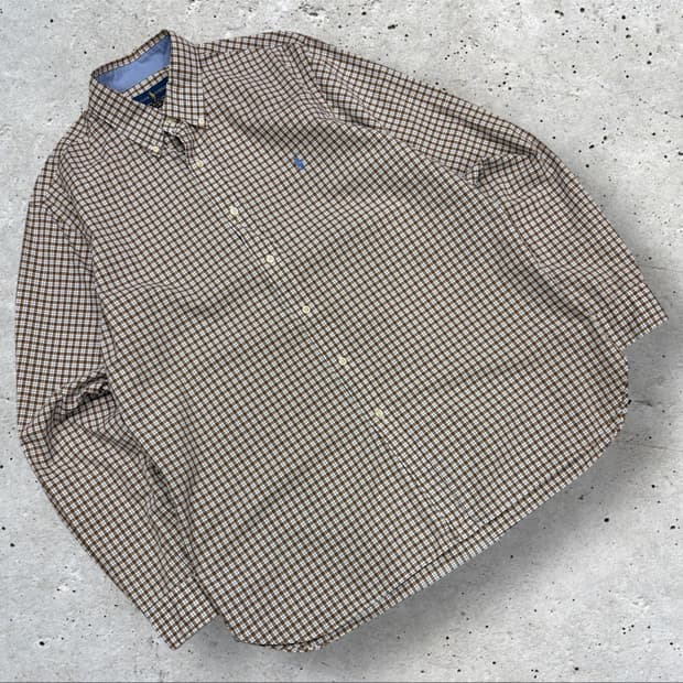 [L] 폴로 랄프로렌 코튼 체크 셔츠 브라운 C939