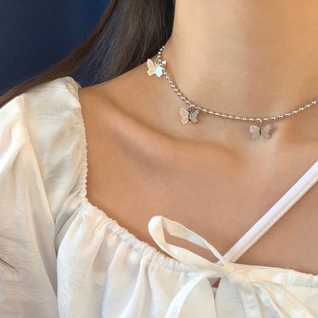 나비 팬던트 실버 목걸이