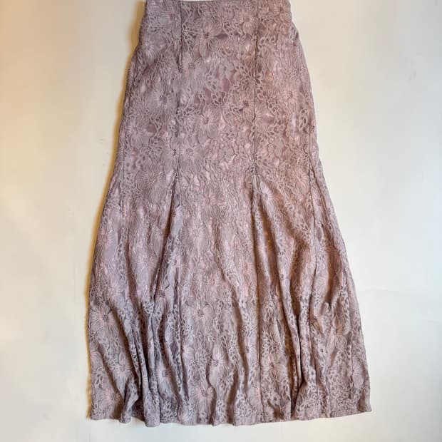 Dusty Mauve Floral Lace Midi Skirt
