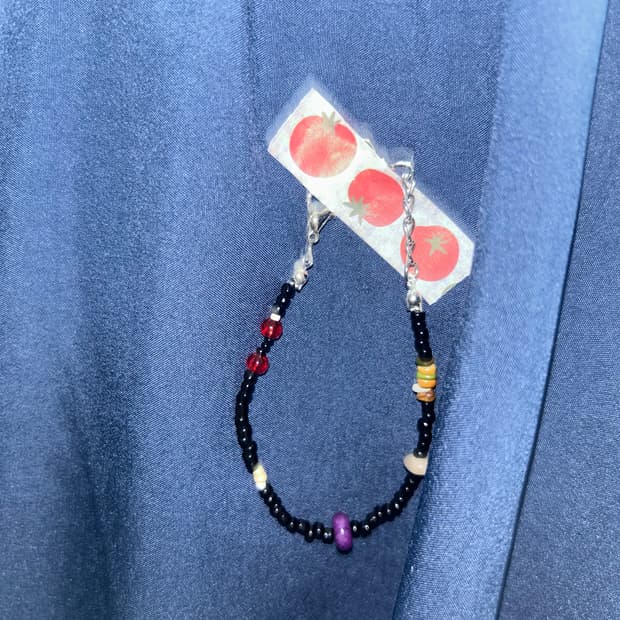 빈티지 비즈 원석 팔찌 / simple red point bracelet