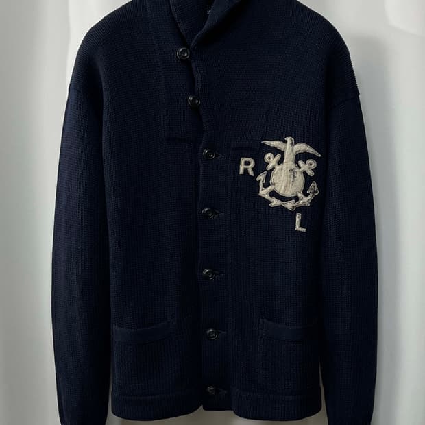 폴로 랄프로렌 인디고 Naval USN 헤비 코튼린넨 가디건 자켓