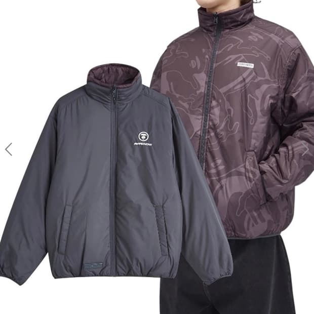 에이프 나우 리버시블 카모 패딩