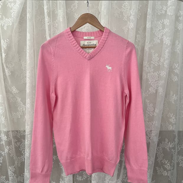 L) 아베크롬비 브이넥 캐시미어 블렌드 니트 핑크