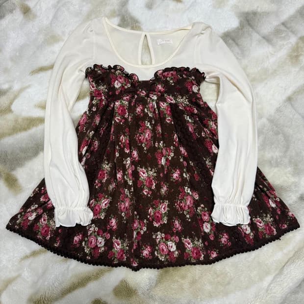 리즈리사 빈티지 히메갸루 초코딸기맛 로걀 프릴 레이스 미니원피스