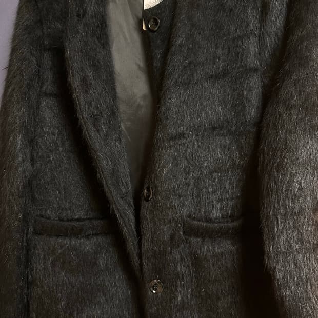 블랙 모헤어 노카라 자켓