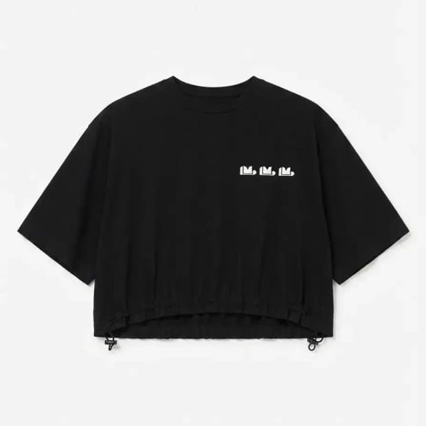 럭키마르쉐 블랙 크롭 반팔티 FREE