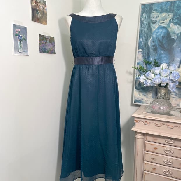bluegreen dot summer chiffon opc(size-M)