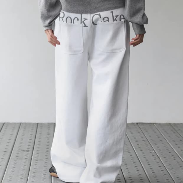 락케이크Lettering Hide Pants - White