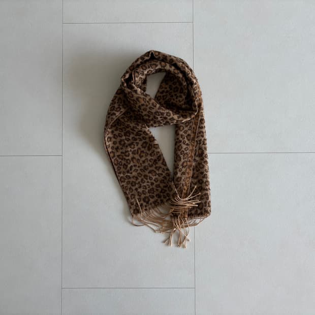leopard long scarf