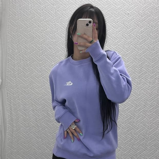 나이키 Y2K 여리 바이올렛 연보라 기모 맨투맨 M C07367