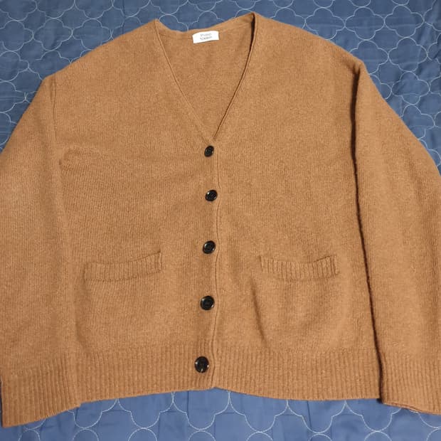 스튜디오톰보이 라운드넥 포멀 울 가디건 브라운 (F)