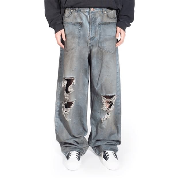 (S) 발렌시아가 패치드 포켓 배기 데님 진