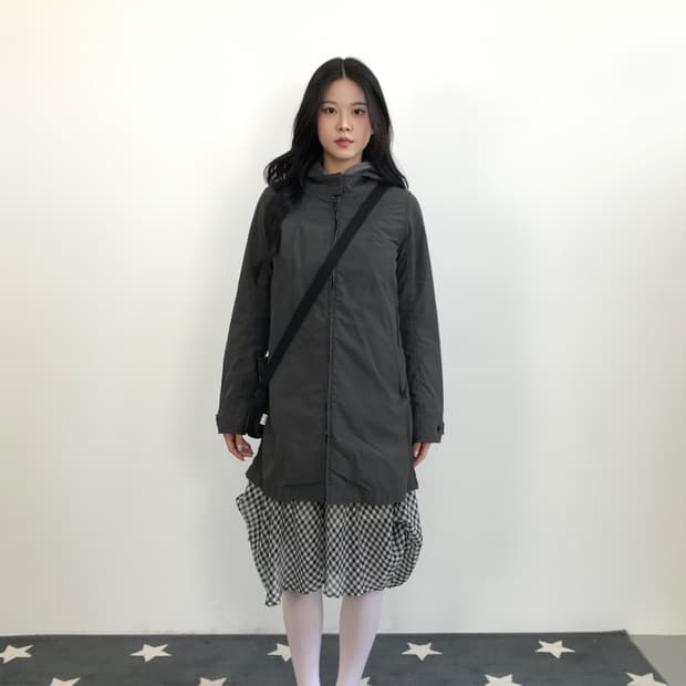 Jpn SUNNY C. Charcoal Hooded Windbreaker