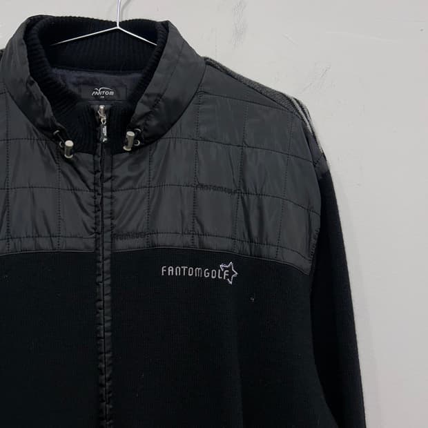 팬텀 골프 나일론패치 퓨어 울 니트집업