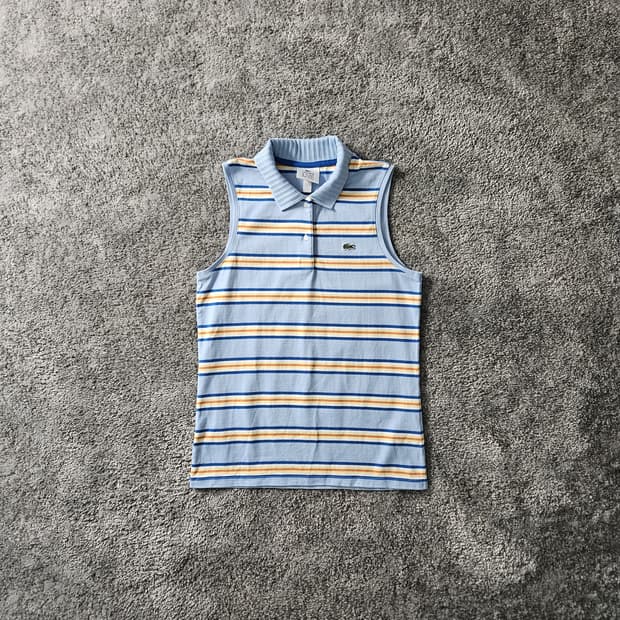 [무료배송] LACOSTE 스트라이프 민소매 폴로 티셔츠